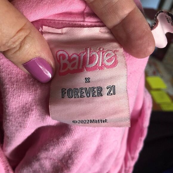 Barbie x Forever 21 Pink Barbiecore Floral Full Zip Beaded Crop Hoodie Size S - Picture 11 of 12